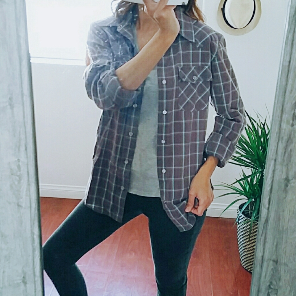 Hollister Vintage Purple Long sleeve Plaid Shirt